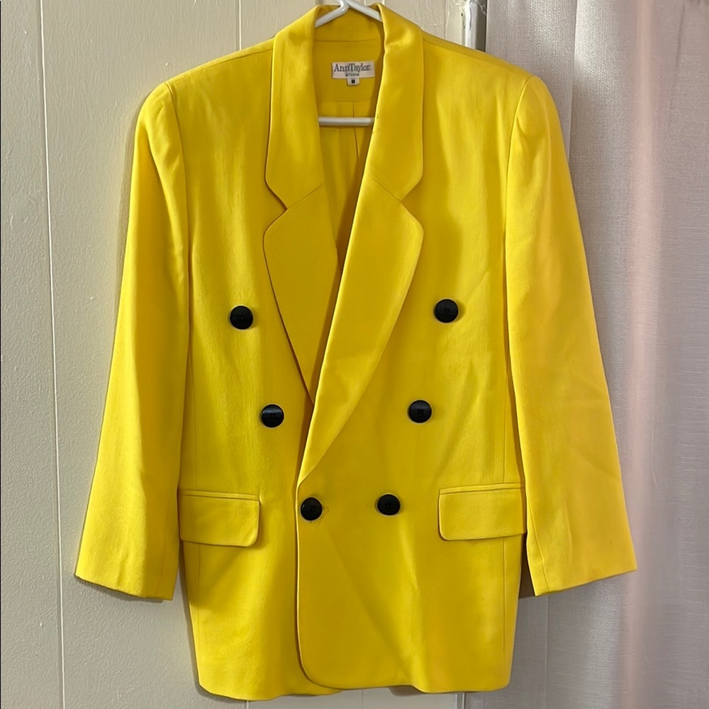Ann Taylor Yellow Double-Breasted Blazer